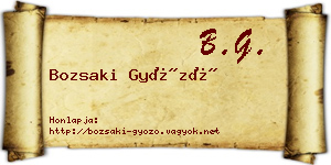 Bozsaki Győző névjegykártya